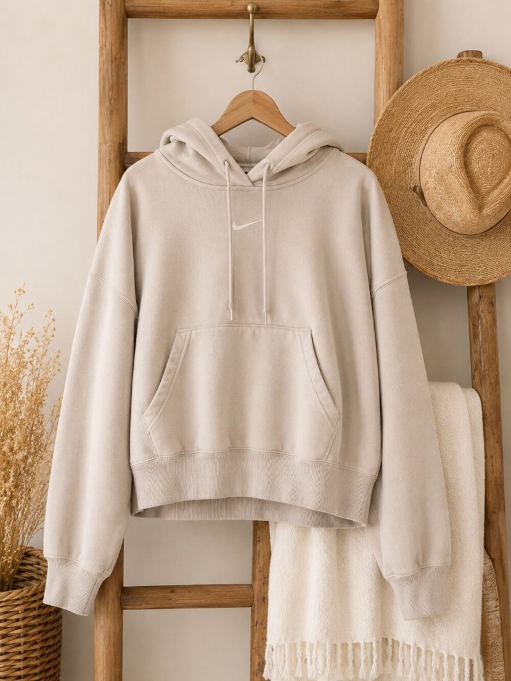 Nike Sportswear Phoenix Fleece Cropped Hoodie Light Cream- Sail M
